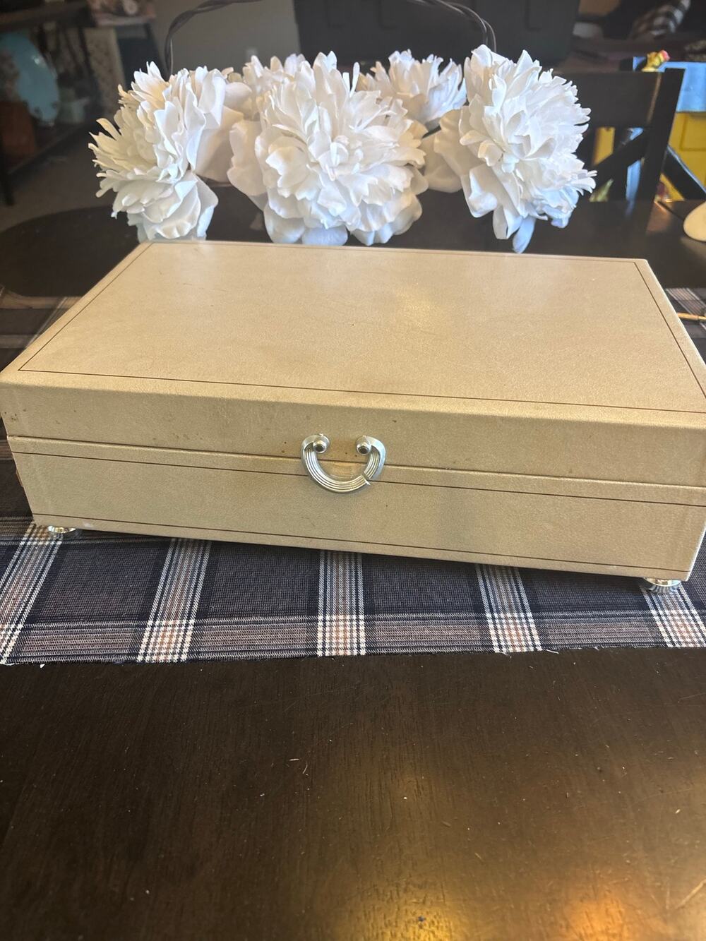 Vintage jewelry box-red sateen lined